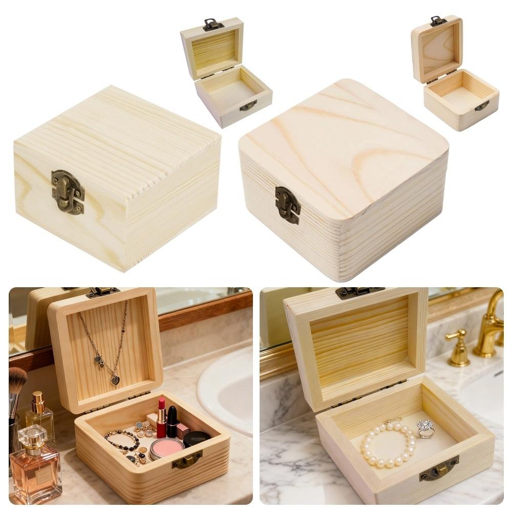 Small Size Wooden Packing Box Natural Square Jewelry Storage Box Handmade Smooth Finish Gift Box Jewelry and Small Item Storage