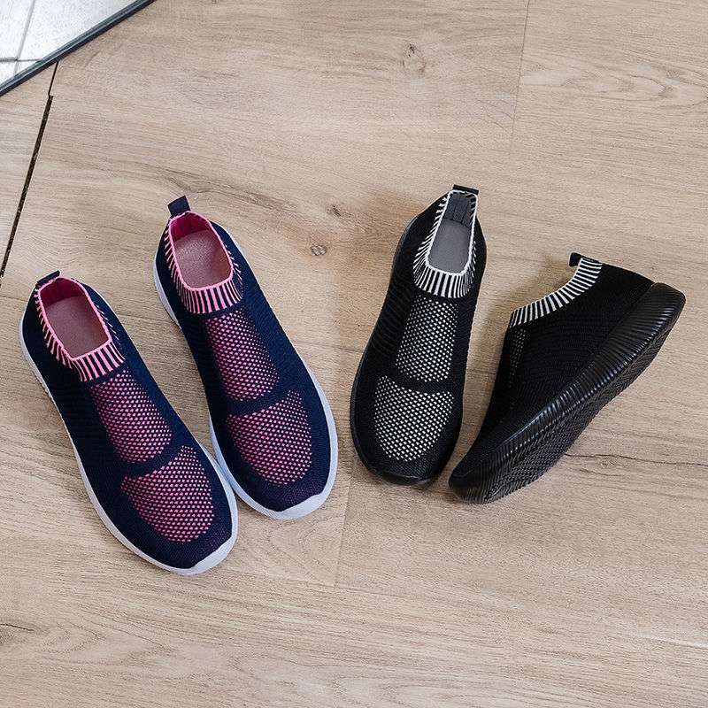 2025 New Spring and Autumn Women's Shoes Versatile and Comfortable Casual Flying Woven Deep Mesh Sports Casual Shoes Running Large Size