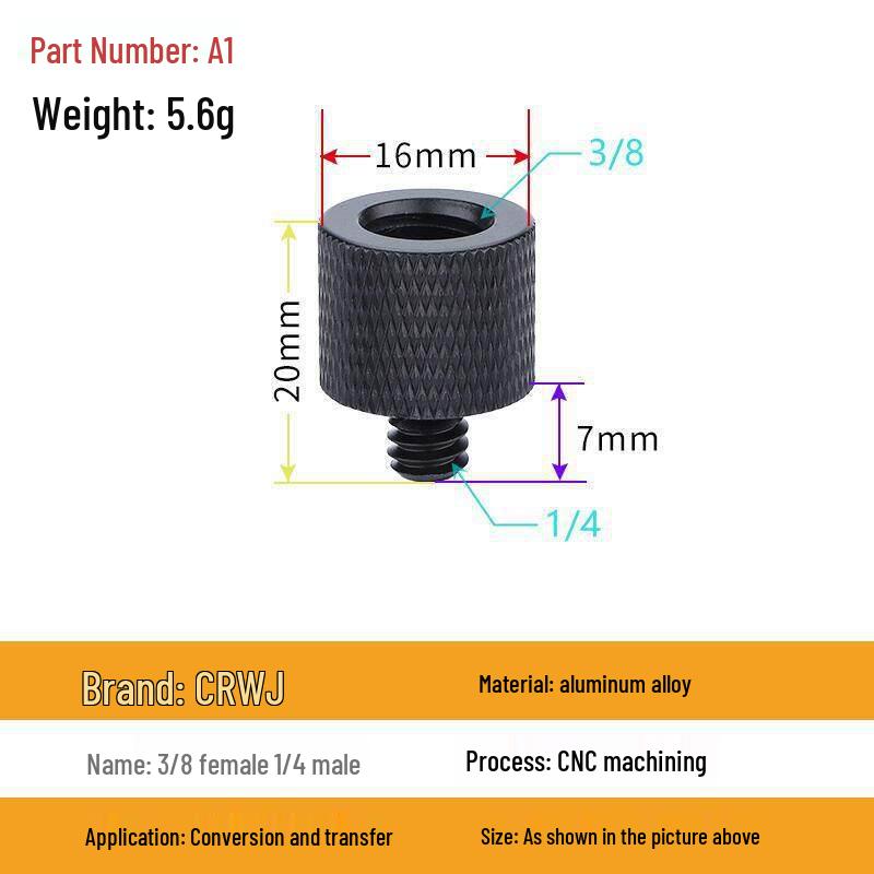 1/4 to 3/8 M4 M5 M6 M8 Screw Adapter for Tripod, Pan/Tilt Camera, Hot Shoe Mount & Light Stand