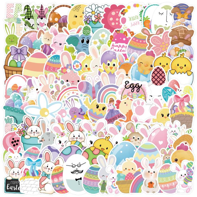 50 Stück/Set Oster Graffiti Aufkleber Niedliche Kaninchen Osterei Cartoon Festival Aufkleber DIY Gepäck Telefon Gitarre Klassisches Kinderspielzeug