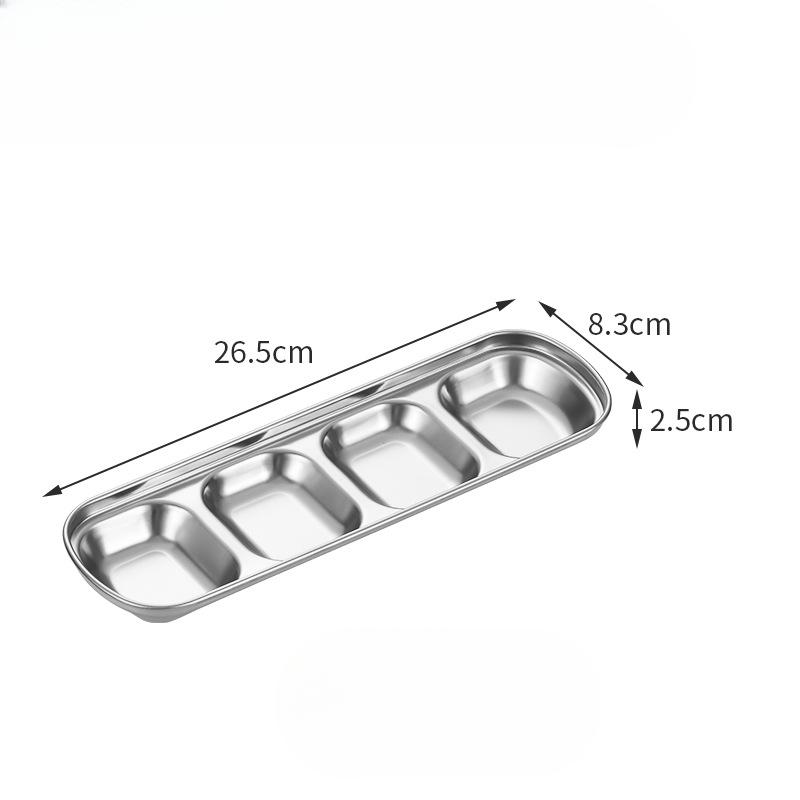 304 Stainless Steel Seasoning Dish Multi-grid Hot Pot Dipping Bowl Vinegar Soy Kimchi Sauce Dish Snack Plate Kitchen Tableware