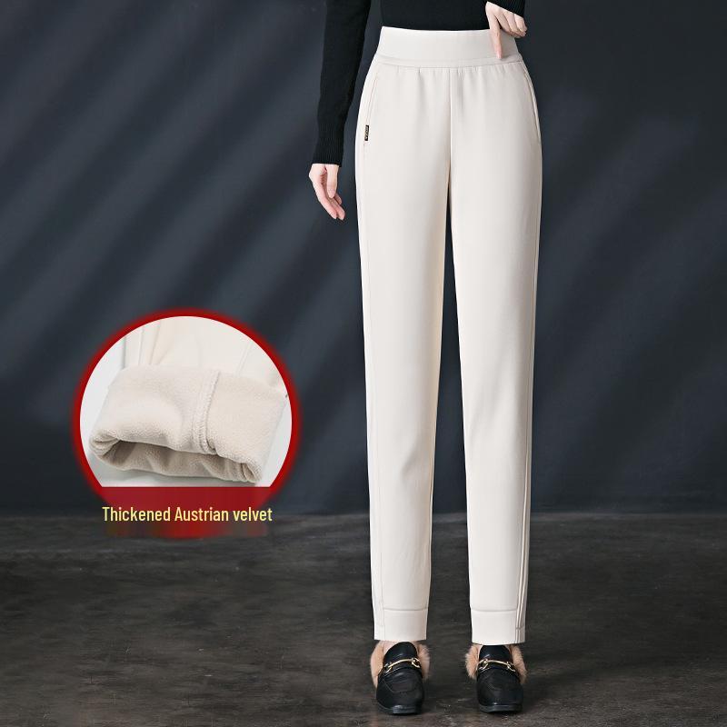 

Женские зимние повседневные гаремные брюки на резинке с флисовой подкладкой 2XL грязно-белый