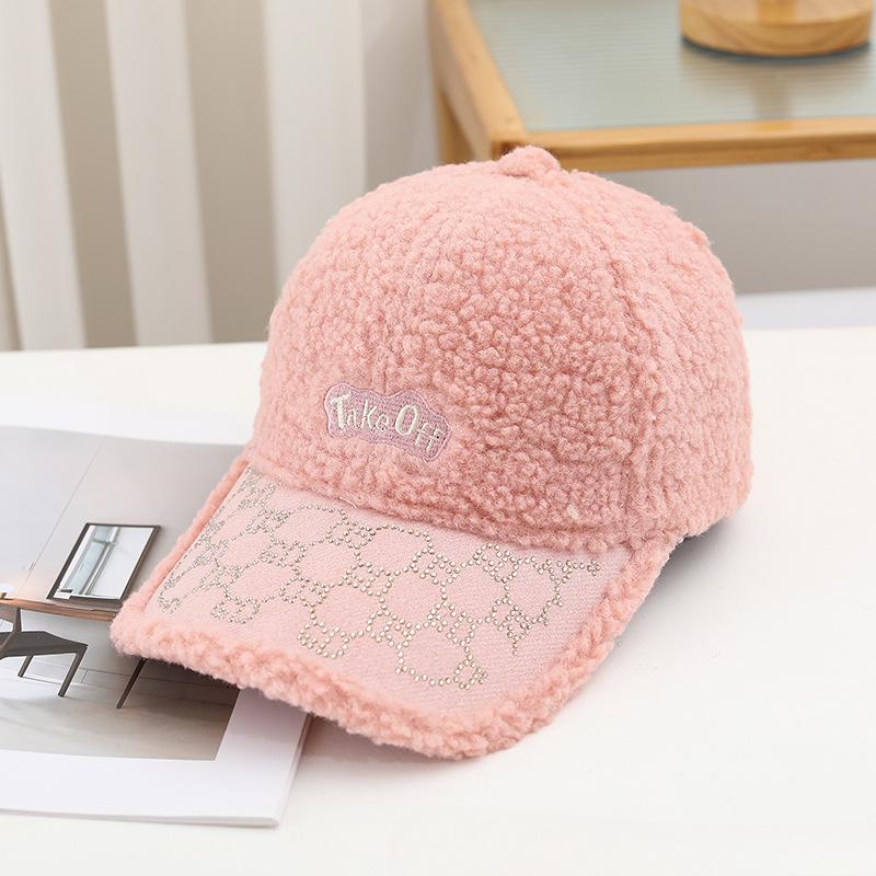 New Winter Women's Hat Versatile Imitation Lamb Fur Thickened Warm Baseball Cap for Women Fashionable Women's Black Baseball Cap