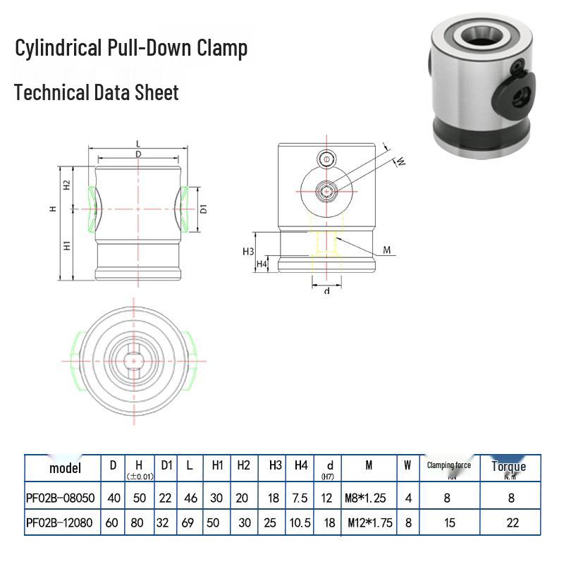 YunDuo M8 Cylindrical Pull-Down Clamp