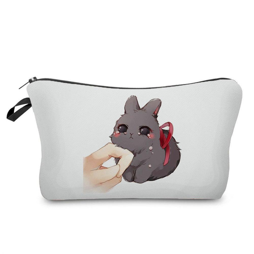 Women Rabbit Print Cosmetic Bag Toiletries Organize Travel Storage Case  6412 KTB