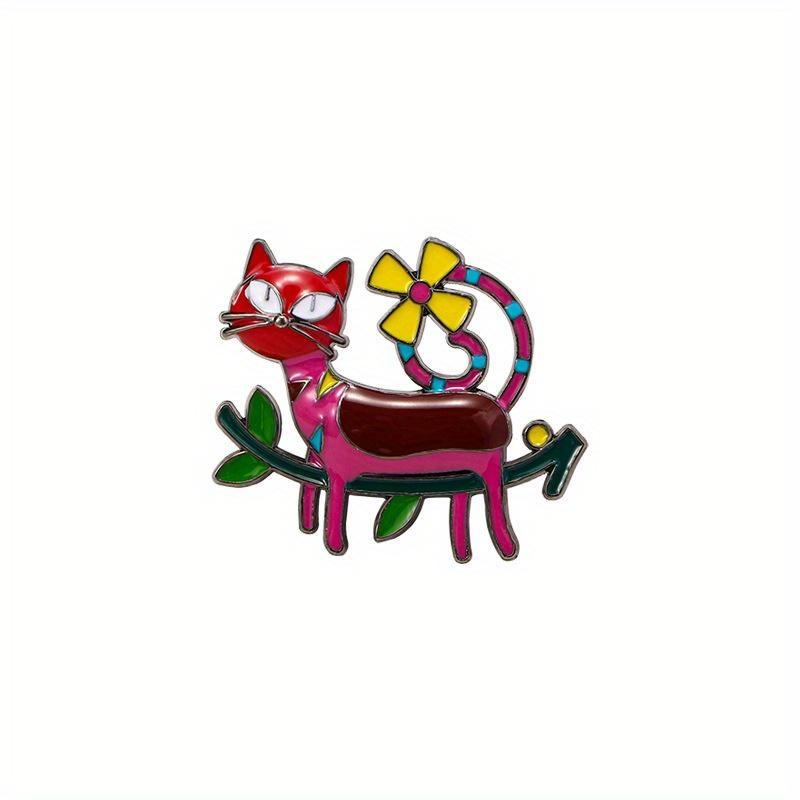 Colorful Cartoon Cat Brooch Cute Animal Brooch High-end Cartoon Cat Chest Chain Fade Resistant Backpack Small Pin