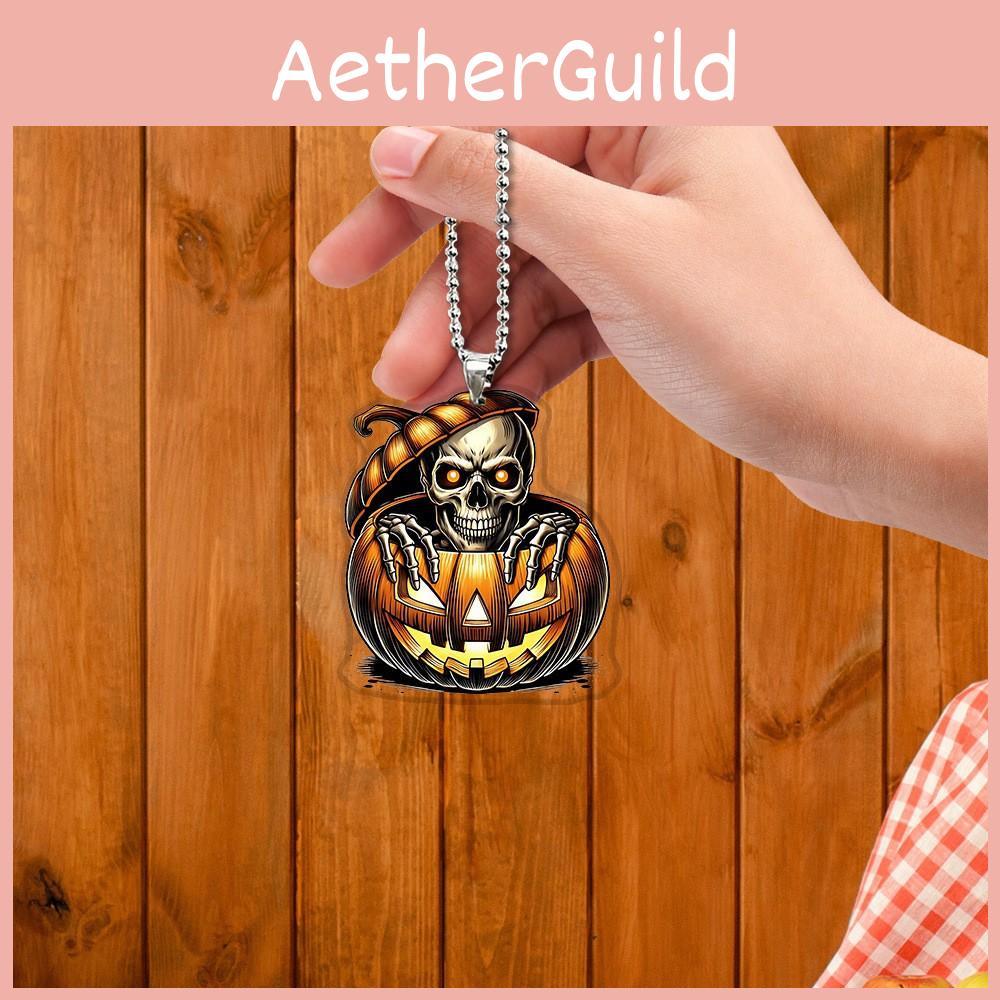 Halloween Skull Themed Pumpkin Pattern Acrylic Pendant For Holiday Decoration