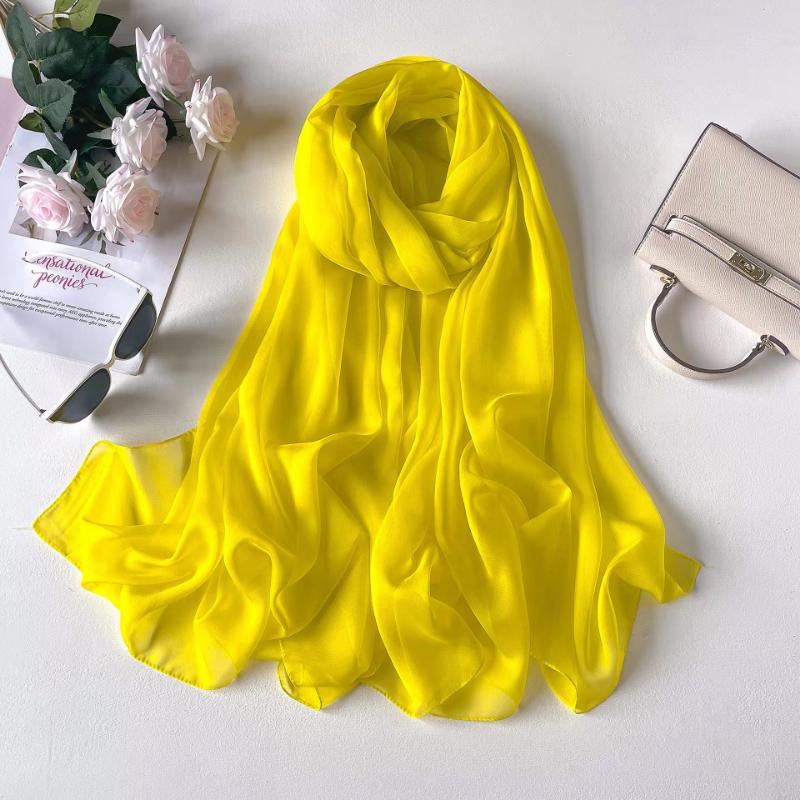 Solid Color Headscarf Silk Scarf Thin Large Scarf Travel Sun Protection Decorative Shawl Linen Plain Scarf Versatile