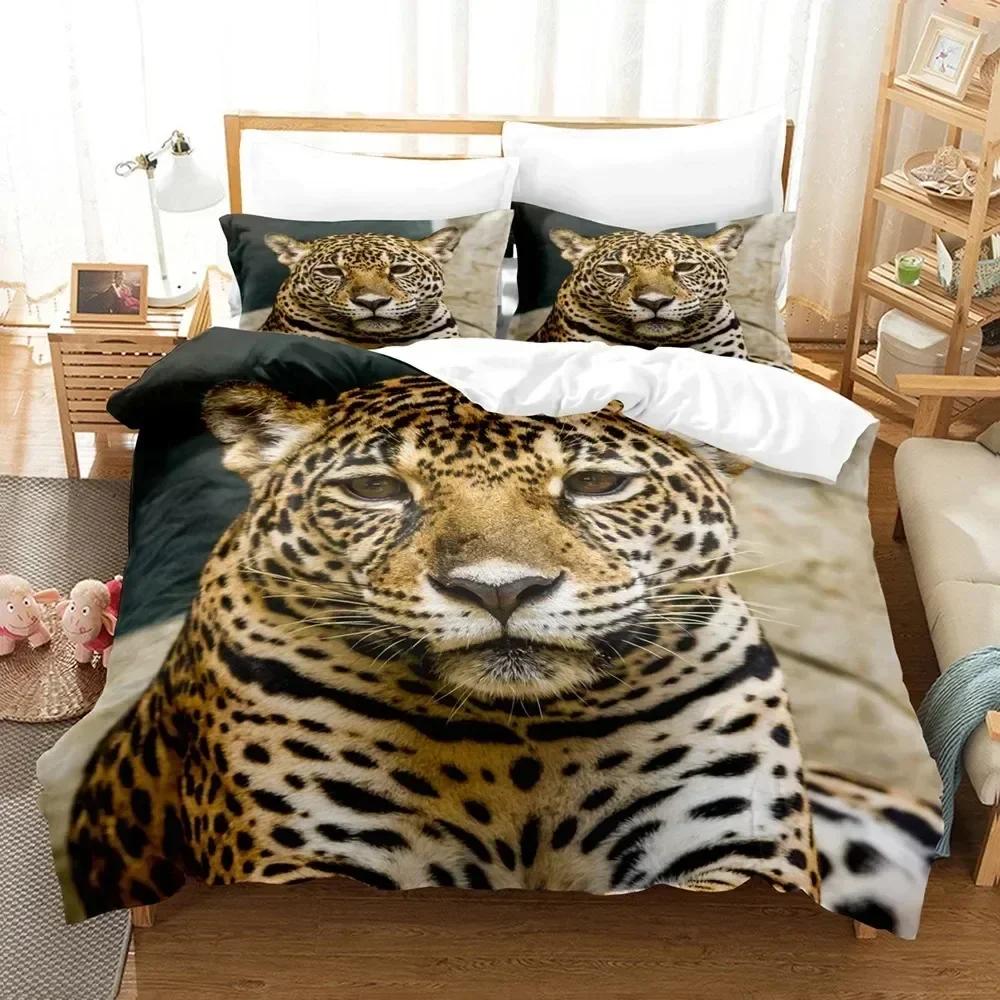Black Leopard Duvet Cover Set Queen King Full Twin Size Print Bedding Set Wildlife Comforter Cover Microfiber Quilt Cover