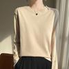 Women's Crew Neck Long Sleeve T-Shirt Regular Fit Elegant Lady Style Mercerized Cotton Solid Color Spring Casual Versatile Basic Layering Top
