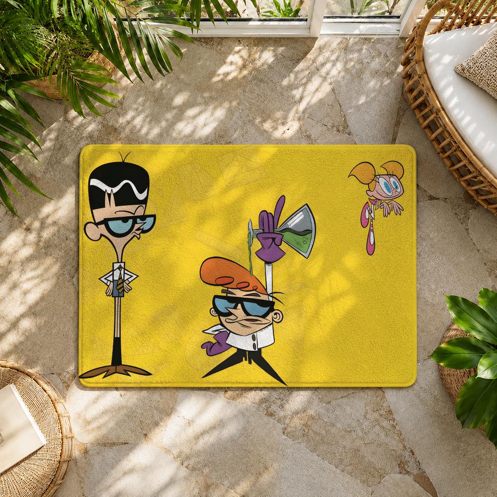 Cartoon D-Dexters Laboratory Good Quality Floor Mat Flannel Rug Non Slip Soft Washable Entryway Hallway Bathroom Kitchen Decor
