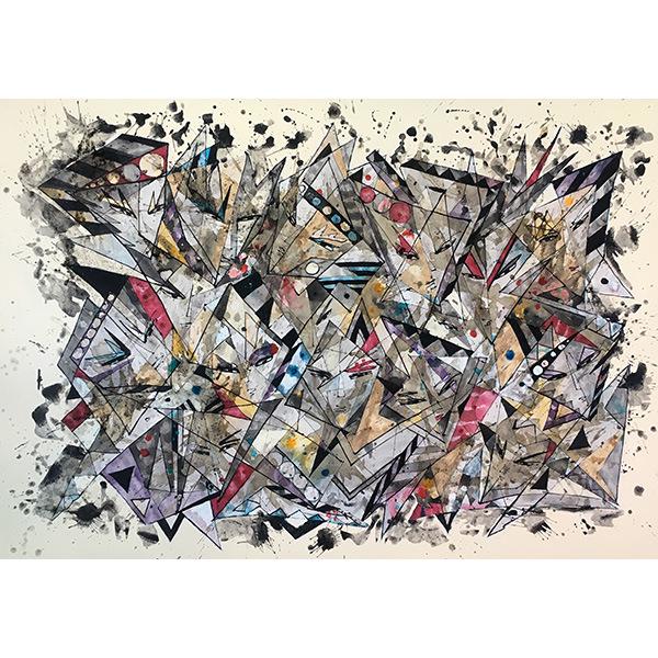Modern Geometric Graffiti Canvas Art for Bedroom & Living Room
