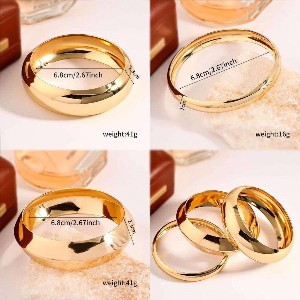 European-American Style Polished Metal Bracelet for Women in Gold & Silver - Fashionable, Versatile, Trendy Jewelry.