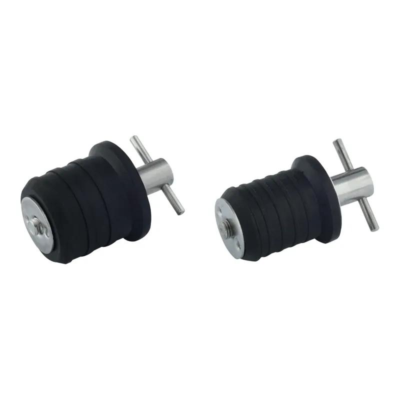 2pcs Stainless Steel 304&Rubber T-Handle Twist Type Drain Plug for 1" 25MM / 1-1/4" 32MM Drain Hole On Marine Boat Yacht Transom