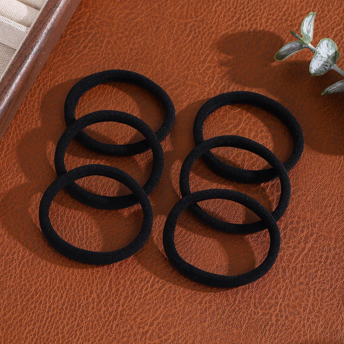 

Міцна еластична гумка для волосся в корейському стилі - 5 см гумка-кільце з махрової тканини з шкіряним покриттям чорного кольору для жінок