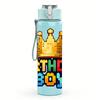 1PC Birthday Boy Crown Letter Graphic 750ml Color Plastic Water Bottle Leakproof Flip Straw Lid For Sports Office Home Use