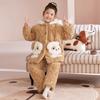 Girls Winter Warm Coral Fleece Pajama Set 3-Layer Quilted Sleepwear Cartoon Animal Print Kid Home Outfit