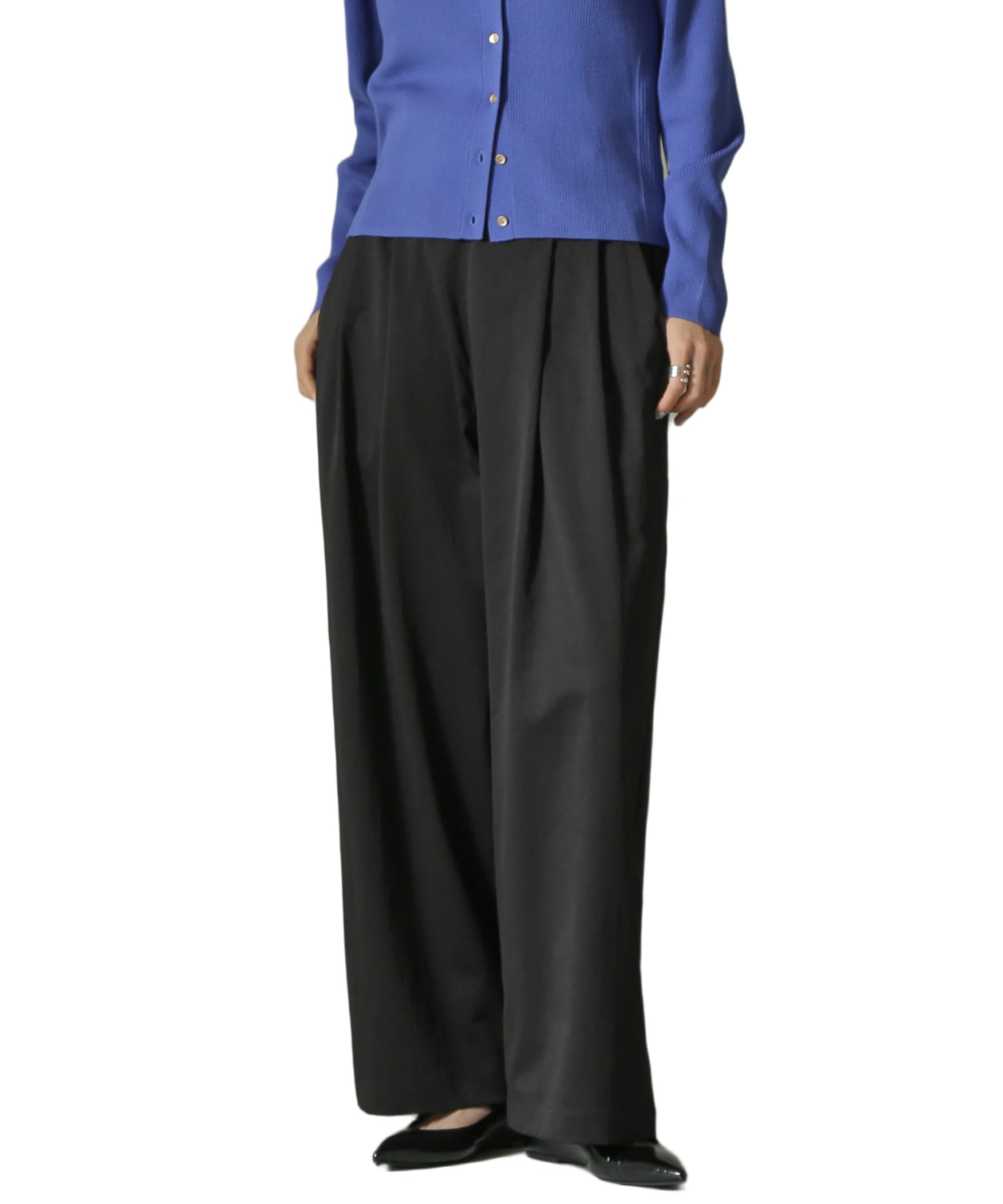 

Женские широкие брюки с двумя складками Nano Universe, 010, Черный, 673-5127302