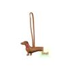 Exquisite Handmade PU Leather Sausage Dog Keychain Pendant - Cartoon Puppy Car Accessory