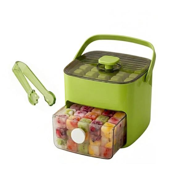 

Льдогенератор на 48 кубиков со съемной крышкой Easy Push, контейнер для льда, встроенный ящик для хранения, лоток для кубиков льда для виски, коктейлей, кофе, напитков зелёный