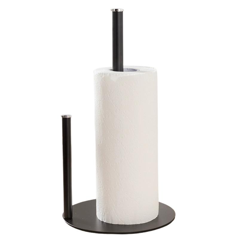 Paper Towel Holder, Black Perforation-Free Paper Towel Holder For Kitchen Bathroom, Paper Roll Holder