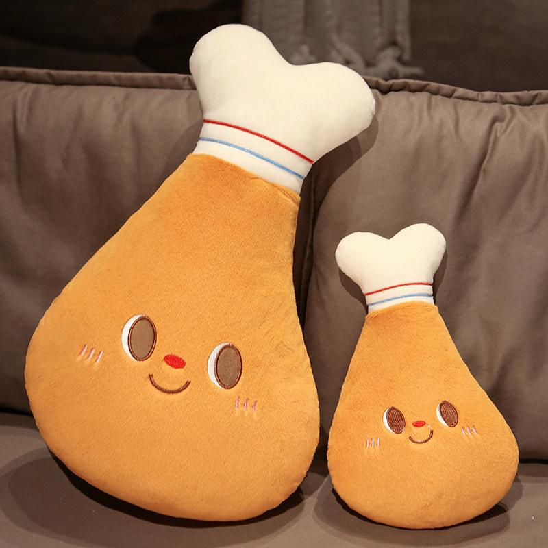 Cartoon Plush Hamburger Toy Smile Face Drumsticks Stuffed Funny Food Toast Pillow Cushion Chair Seat Sofa Decor Kids Girls Gift