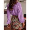 Loose Fashionable Hollow Lace V Neck Long Sleeve Shirt For Women