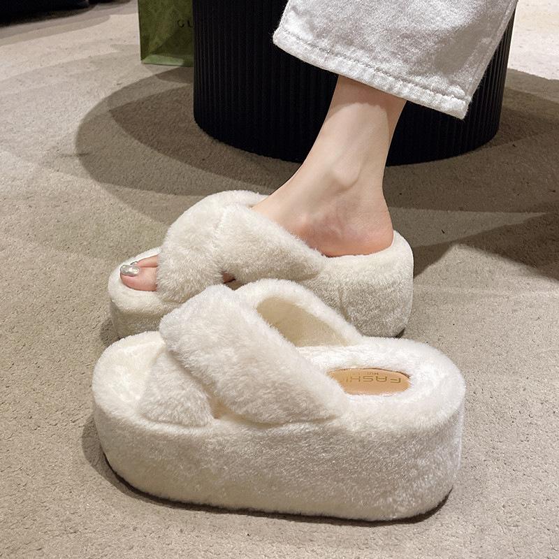 Mao Mao slippers women wear autumn and winter 2024 new high-end indoor thick bottom non-slip Internet celebrity ins cotton slippers