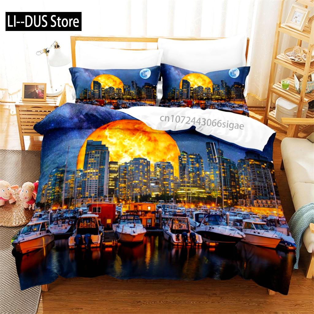 City Night Scene Bedding Set Duvet Cover Sets 3d Bedding Digital Printing Queen Size Bedding Set Fashion Design