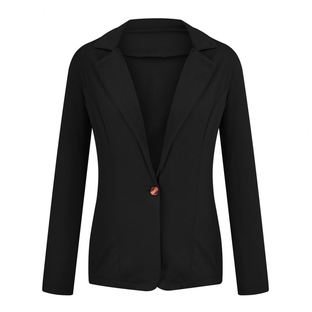 

Жіночий костюмний піджак Елегантний піджак з лацканами для жінок Приталений однобортний піджак для ділового одягу Універсальний однотонний жіночий M чорний