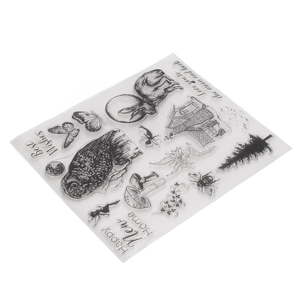 Şeffaf Damgalar Şeffaf Baskı Peri Baykuş Tavşan Peri Çoklu Desenler Kart Yapımı için Şeffaf Damga