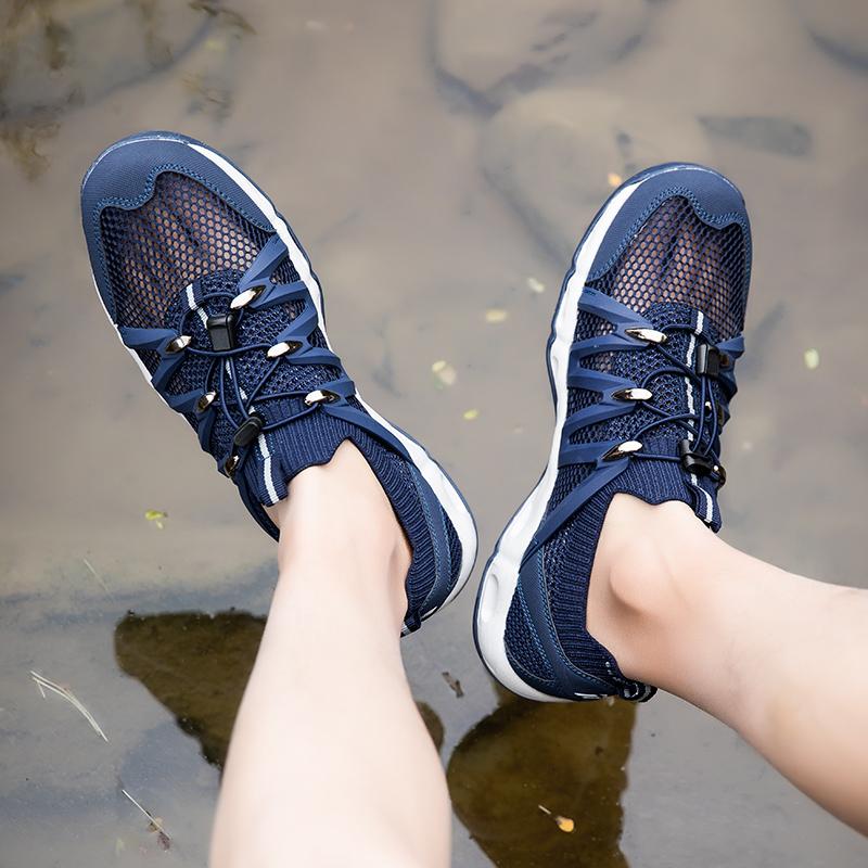 Summer Men Sandals Outdoor Breathable Beach Non-slip Wading Shoes Thick Sole Lightweight Wear-resistant Hiking Shoes Men
