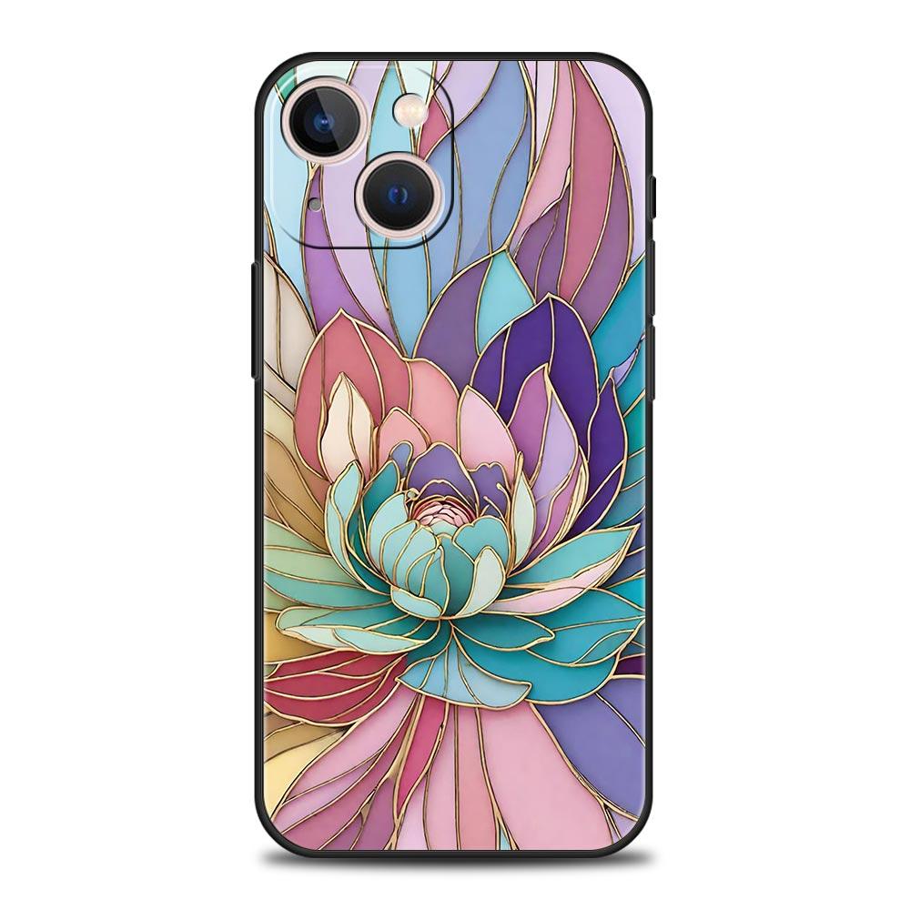 Fashion Flower Pattern Phone Case For iPhone 17 16 15 Pro Max 11 12 13 14 7 8 Plus SE 2020 X XR XS Cover Soft Black