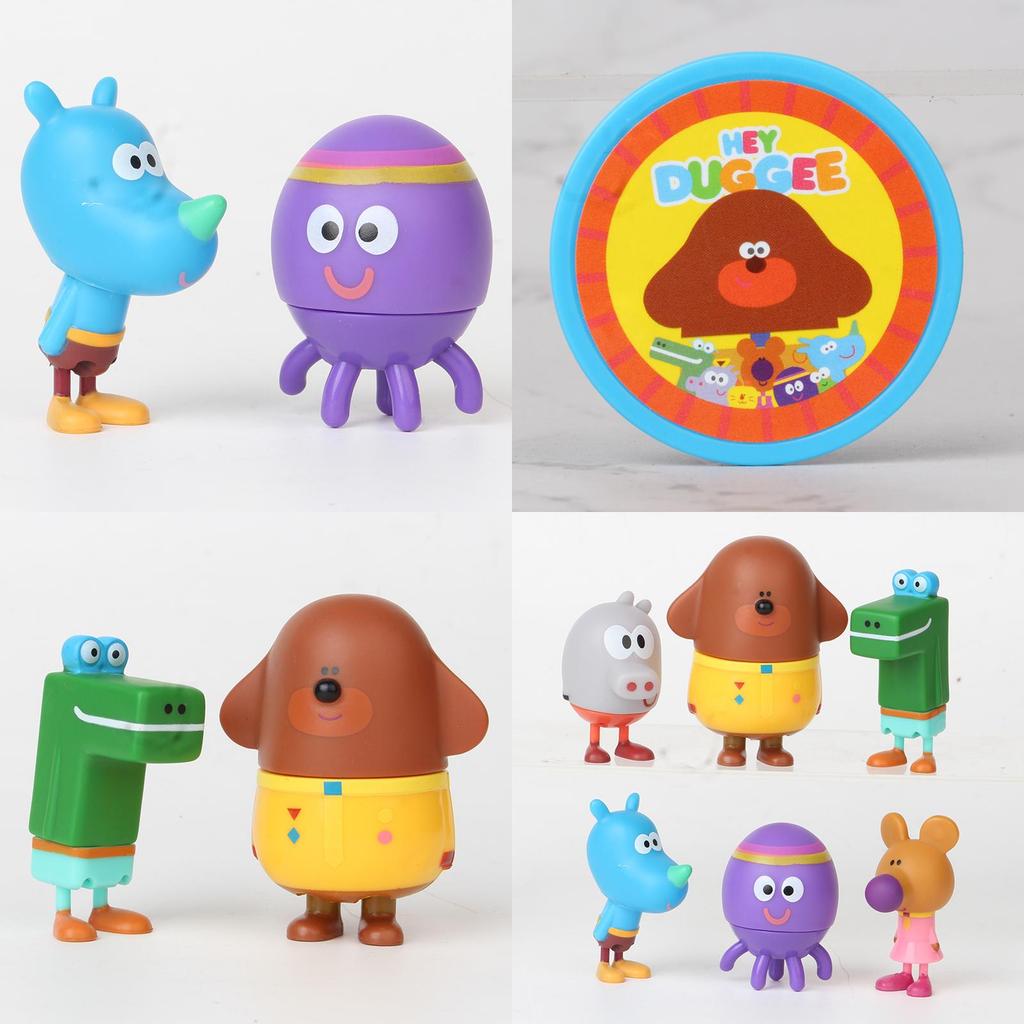 Delizioso set di 6 personaggi d'azione di Hey Duggee con distintivo, perfetto per i bambini a Natale.