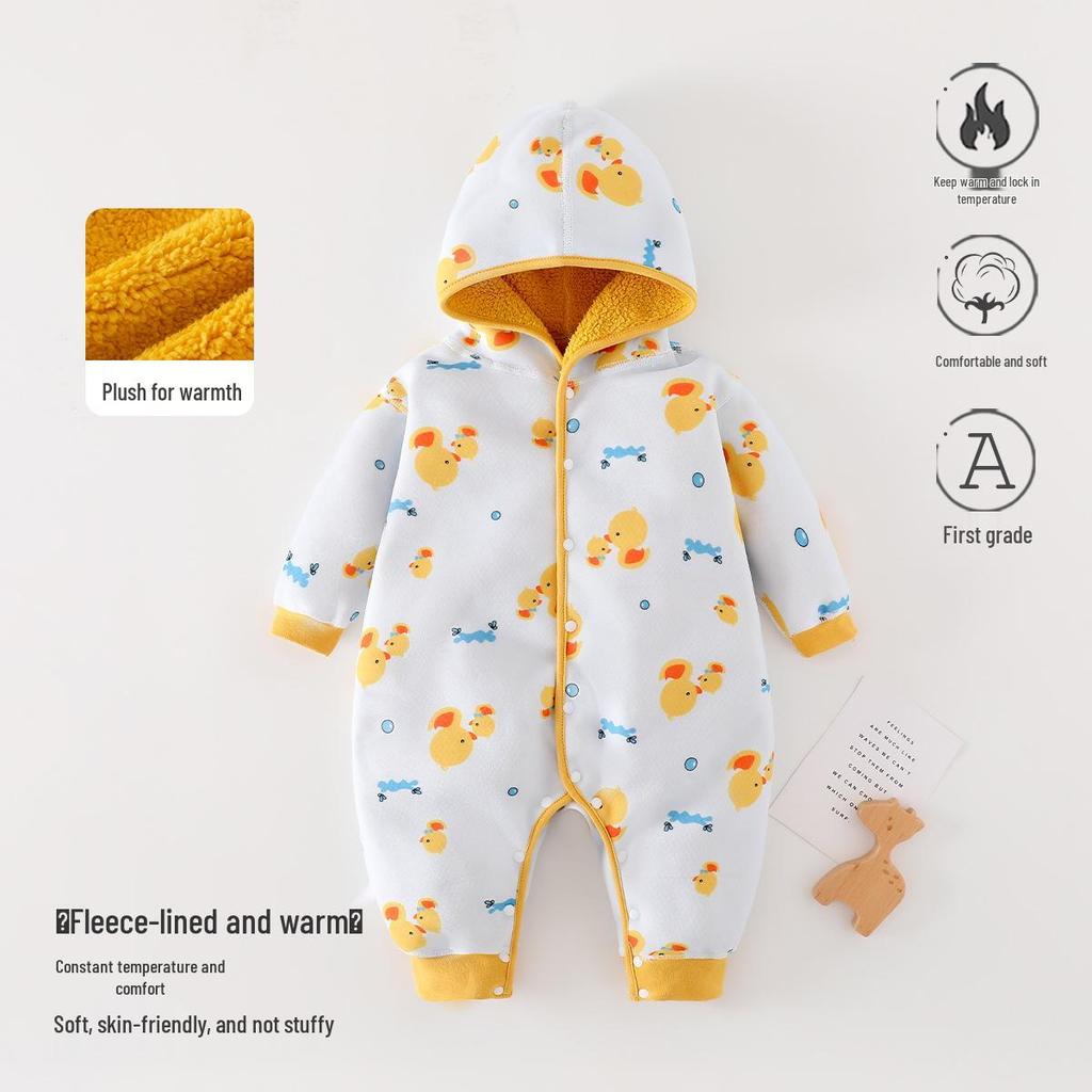 Fleece-lined Baby Romper for Autumn/Winter | 0-1 Year Warm Outing Crawling Suit by Anyang Baby & Children's Wear