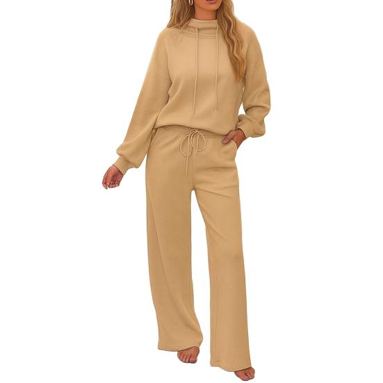 Completi da Donna Due Pezzi Felpa con Cappuccio Manica Lunga Pantaloni a Gamba Larga Tute Autunnali Casual Lounge Tuta