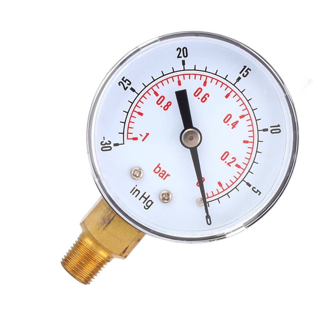Vacuum Gauge  1 0Bar  30 0inHg 50mm 1 8 BSPT Bottom Connection for Air Water Oil