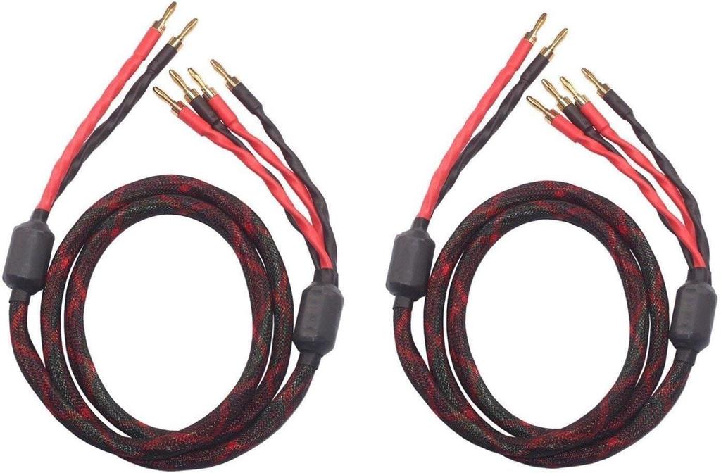 Speaker Cable Banana Plugs 4 Banana 1 Pair Set 12 Banana k4B-2B Bi-Wire (2 - Plugs), (Total Plugs), k4B-2B (2.5m (2.5m))