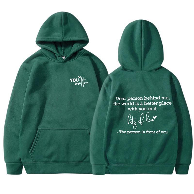 Felpa in peluche unisex tinta unita con stampa slogan - Pullover sportswear autunno/inverno da donna