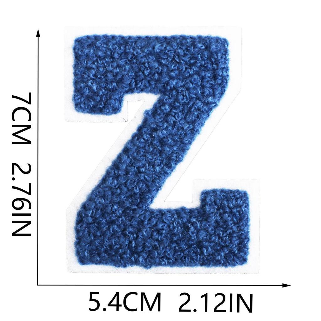 7cm White Background Royal Blue Text Embroidered Letter Patch for Bags & Decor