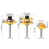 3pcs 45 Degree Angle Lock Miter Router Bit 3 Teeth T-Shape Tongue and Groove Set  For Cabinets