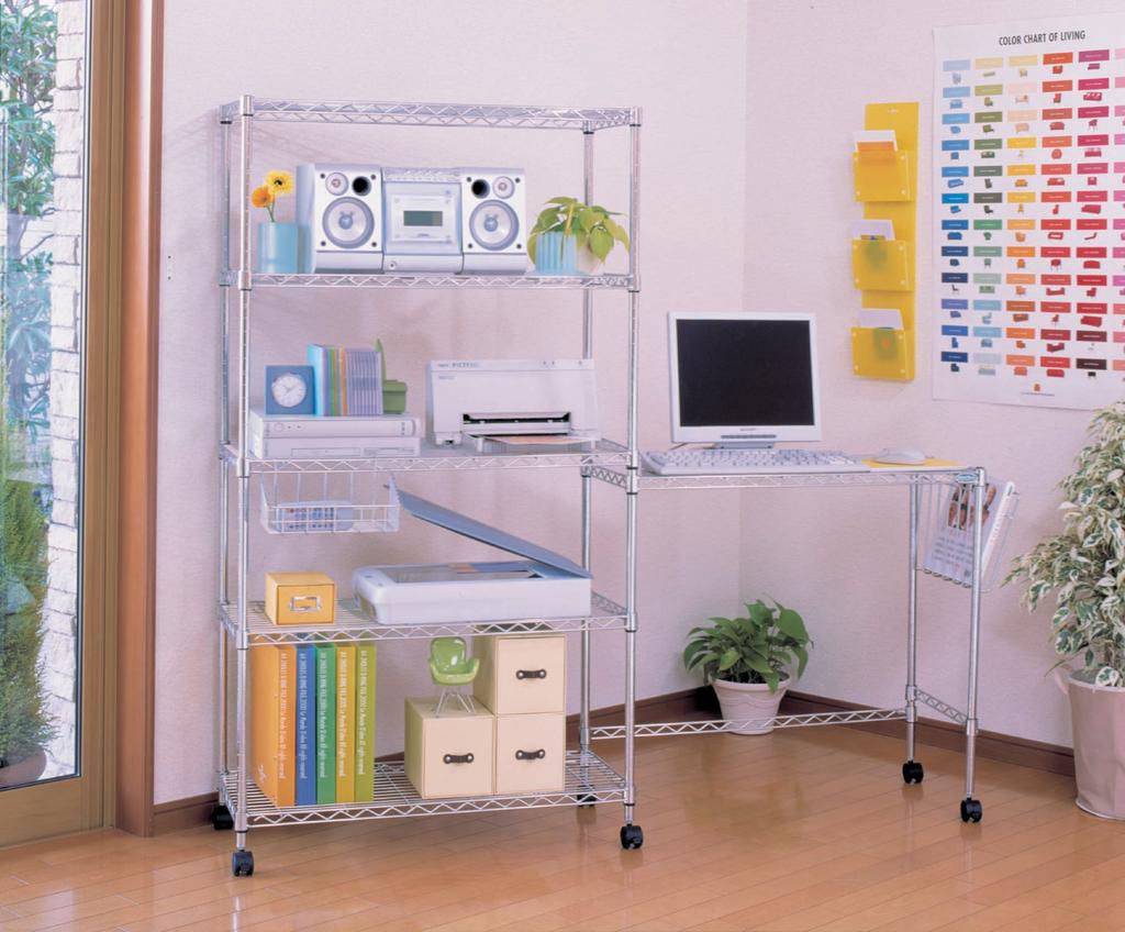 Iris Ohyama Metal Magazine Rack with Hooks, MR-3MR, Silver