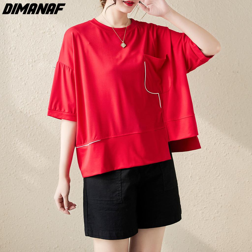 Dimanaf 2023 Новая женская футболка, женская однотонная хлопковая ...