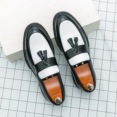 Casual Leather Mens Casual Fashion Slip On Shoes Male Black and White Tassels Loafers Soft Moccasins Handmade Male Driving Shoes