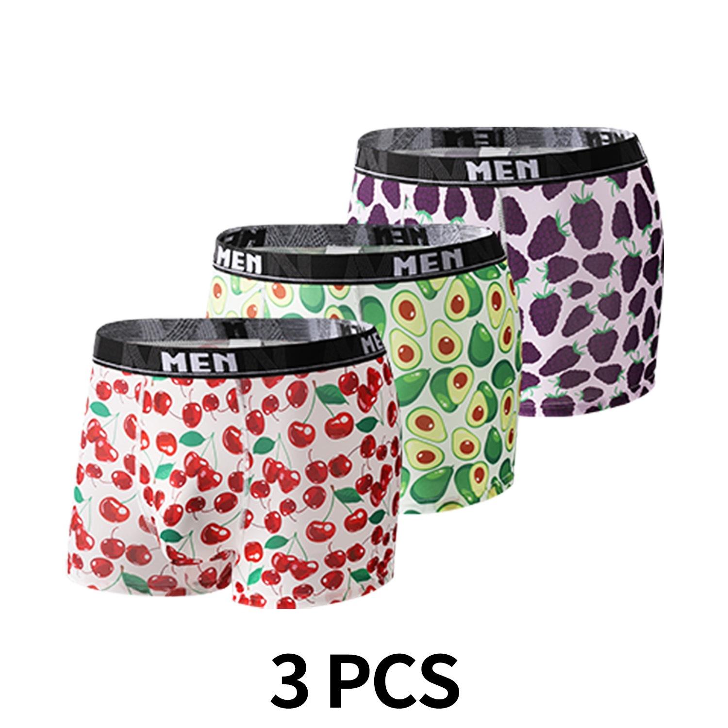 

3pcd Ice Silk Underwear Men s Cartoon Trendy Printed Plus Size Summer Mid Waist Men s Underwear Boxer Brief S