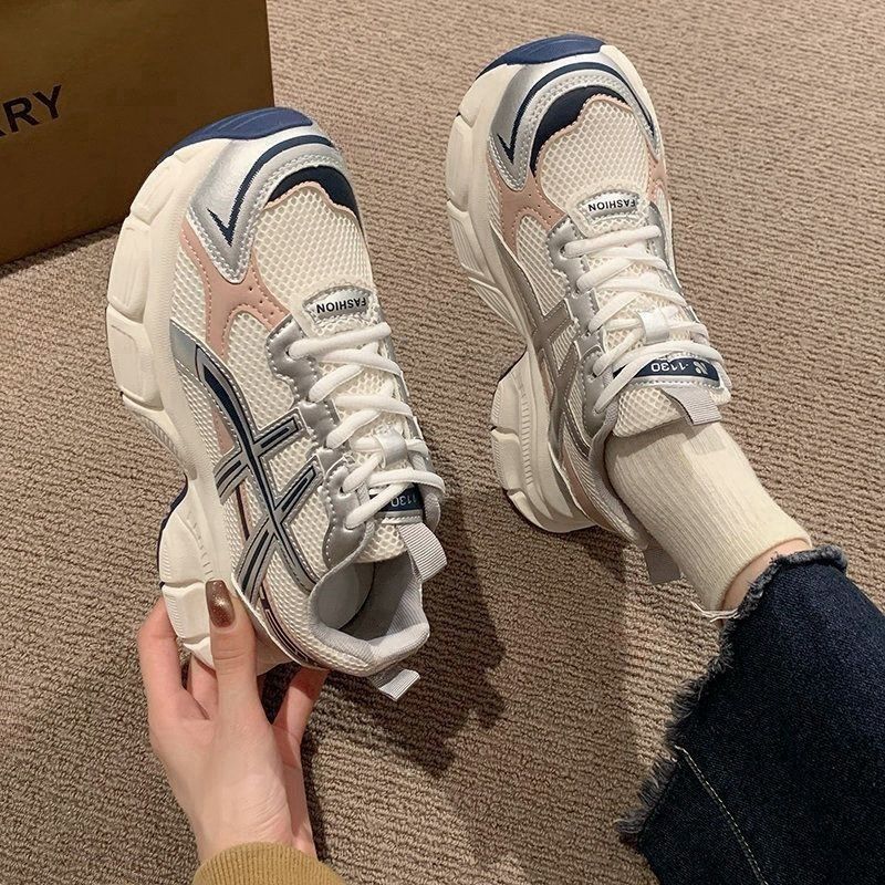 Platform-soled dad shoes for women 2025 spring and autumn new versatile and lightweight running fried street mesh breathable sneakers for women