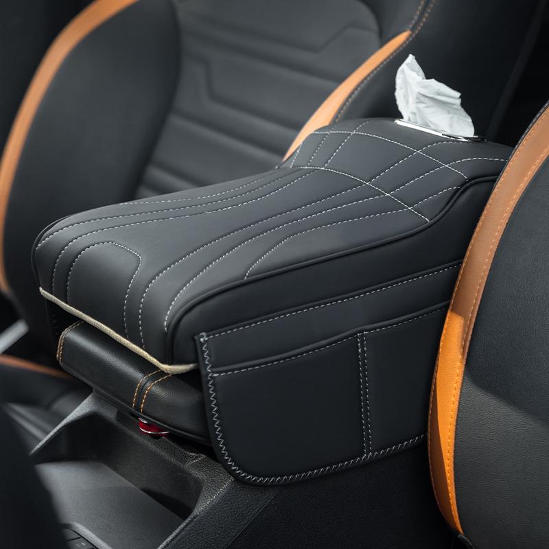 Mittelarmlehnen-Erhöhungspolster für BYD Shark 6, Leder-Organizer, integrierter Taschentuchhalter, 2 seitliche Ablagefächer, Autozubehör