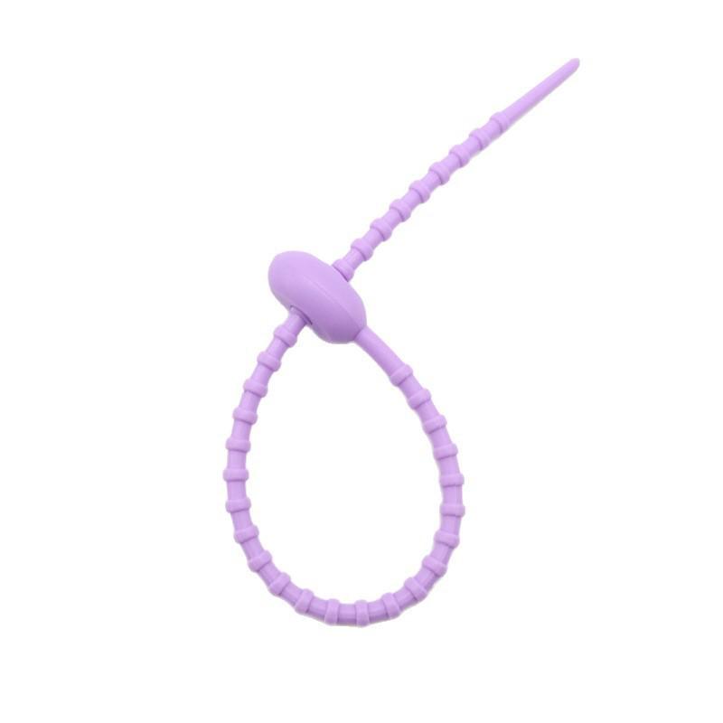 Multicolor TPR Silicone Zip Ties: Elastic Self-Locking, Reusable Cable Organizers & Keychain Pendants.