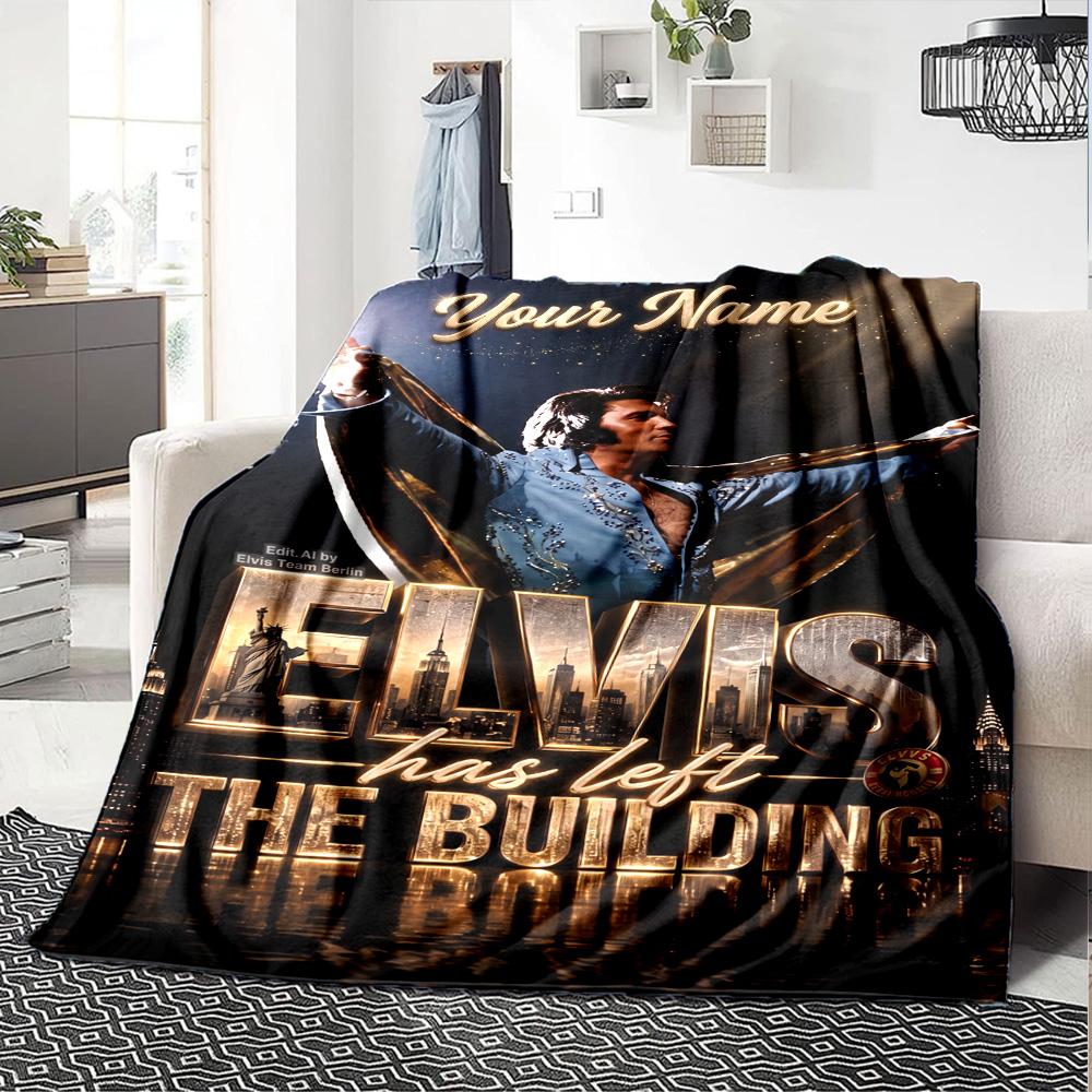 Elvis Presley Personalized Name Blanket Throw Customizable Blanket Durable Comfort Versatile for Office Office Chair Picnics Nap Four Seasons Universa