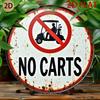 Vintage No Golf Carts Allowed Sign  Rustic Metal Prohibition Wall Decor with Red Accent  HeavyDuty Indoor Decoration for Golf